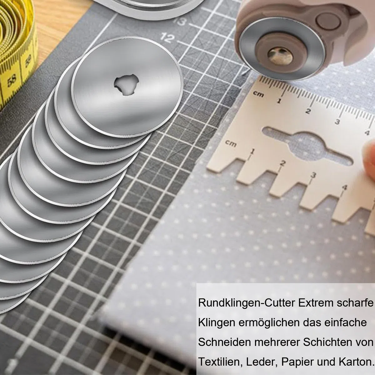 Rollschneider Ersatz Klingen,Rollschneider Ersatzklingen 45mm Rundklinge,12 Stück Rollschneider Ersatz Klinge,für Quilten Papier Stoff Scrapbooking Nähen Stoffschneider