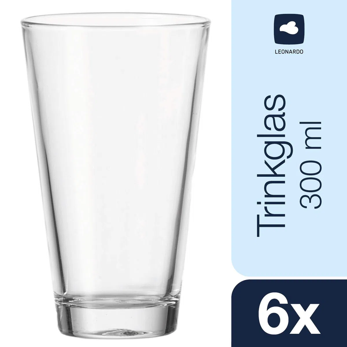 Leonardo Ciao Trink-Gläser, 6er Set, spülmaschinengeeignete Wasser-Becher aus Glas, Saft-Gläser, Getränke-Set, 300 ml, 012674