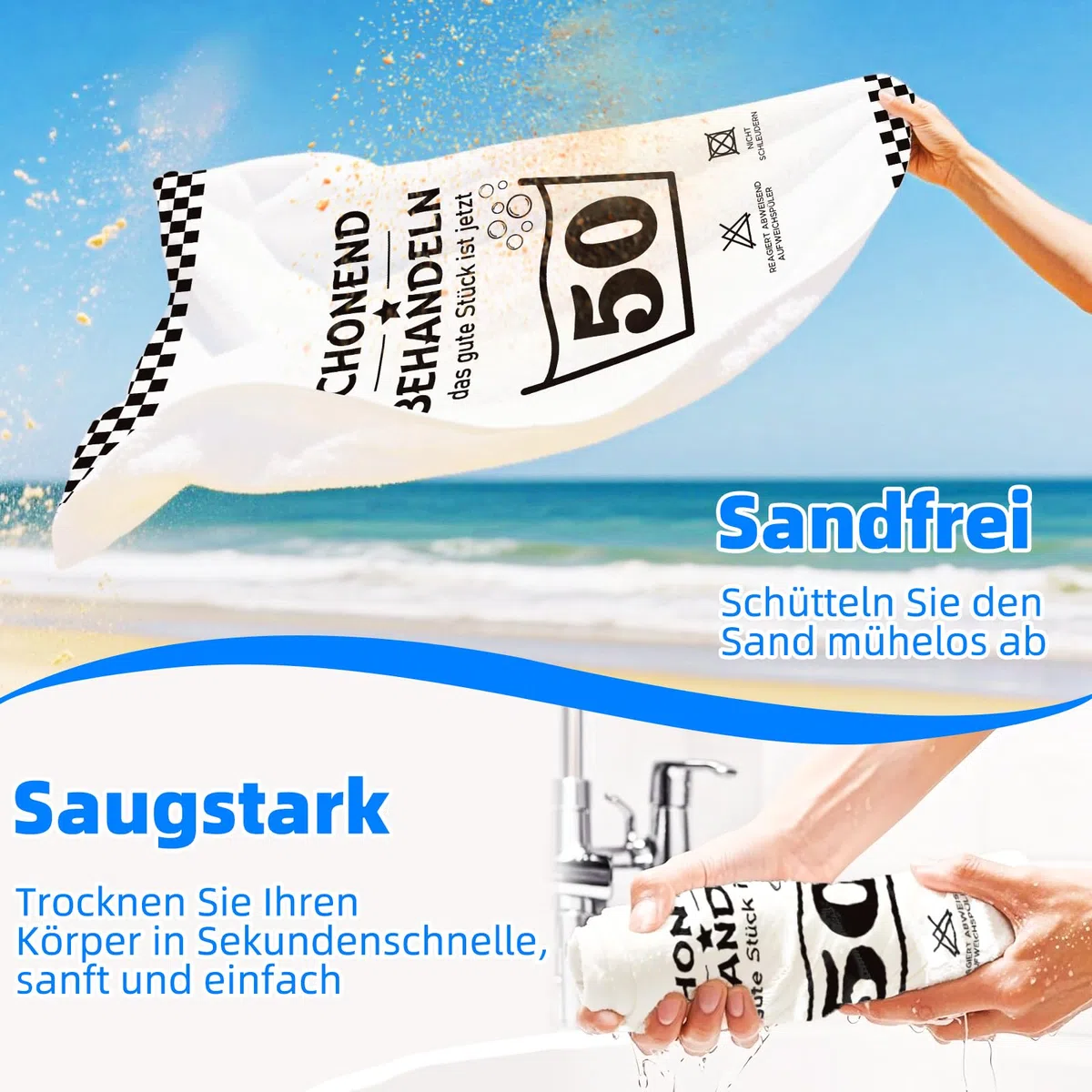 Giftota Lustige Geschenk 30 Geburtstag Männer Frauen - 160 x 80 cm Mikrofaser Strandtuch & Badetuch mit Geburtstagskarte 30, Strandhandtuch Schnelltrocknend - Schonend Behandeln 30