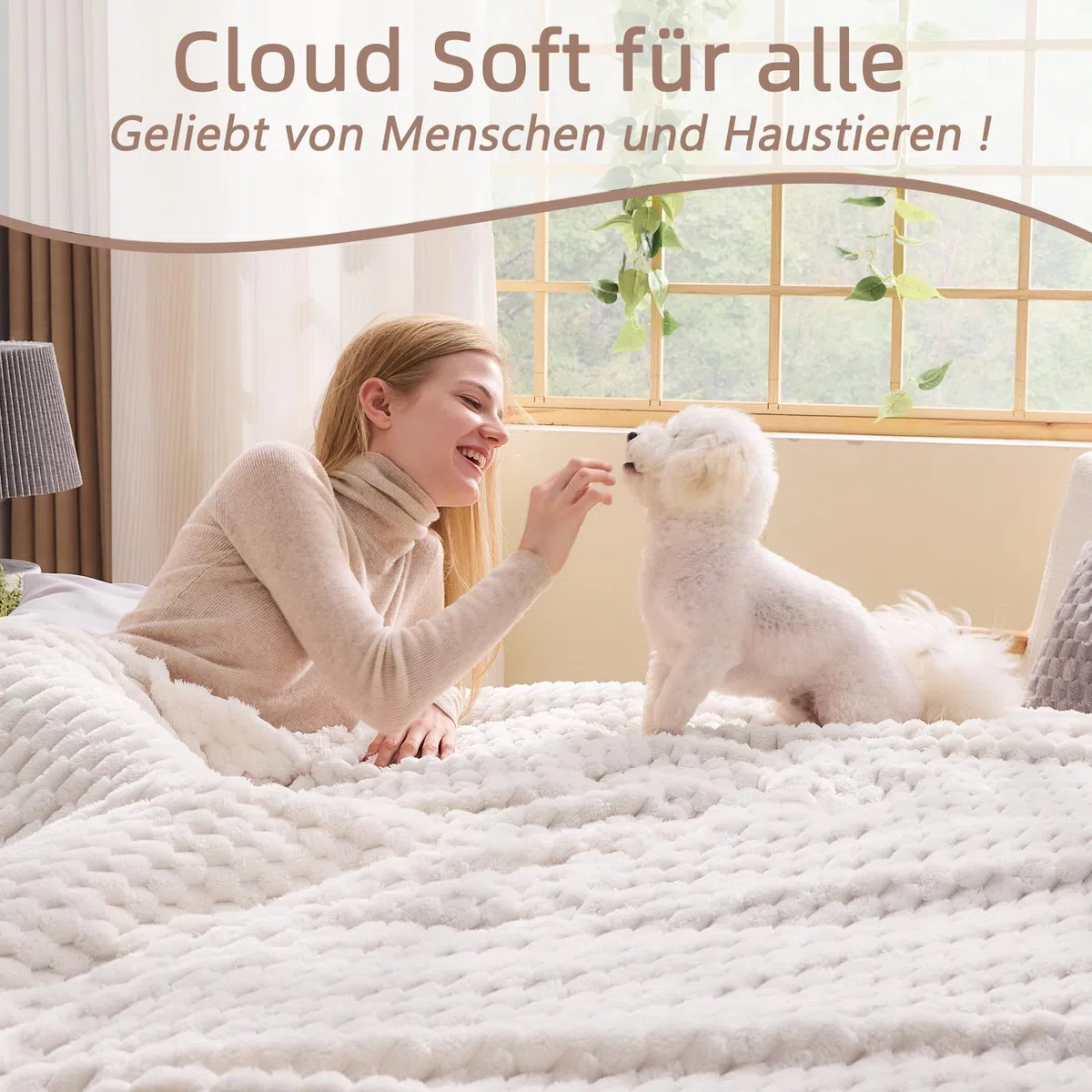 Vielit Kuscheldecke Flauschig 150x200 cm – Ultraweiche Fleecedecke für Couch & Sofa, Warme Wohn- & Kuscheldecke, Leichte Sofadecke, Gemütliche Couchdecke, Atmungsaktiv & Pflegeleicht Decke Beige