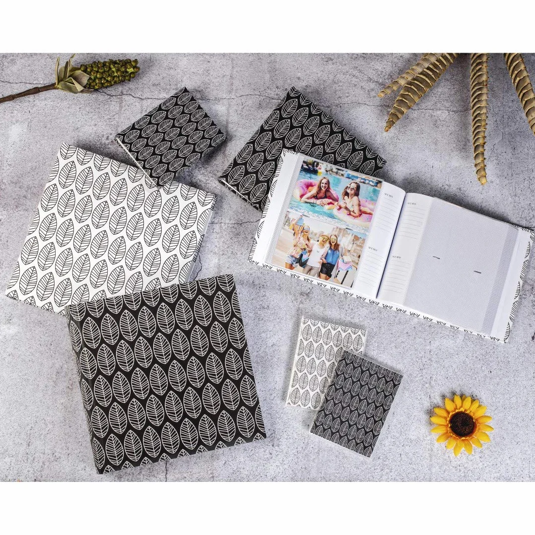 Hama Fotoalbum La Fleur (Jumbo Album mit 100 weißen Seiten, für 400 Fotos im Format 10x15, Blätter-Muster, 30x30) XXL Fotobuch schwarz