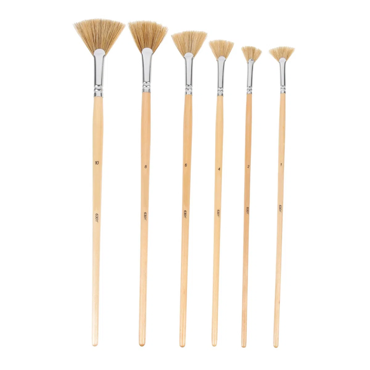 TEHAUX 6 Stück Multifunktionales Fächerpinsel für Aquarellmalerei und Ölmalerei mit Langlebigen Borsten und Leicht Kontrollierbarem Holzgriff zum Malen und Geschenk