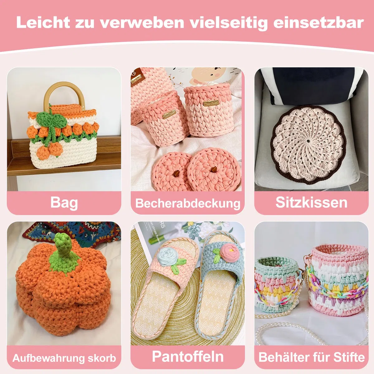 Maxee 400g T-Shirt Garn – 2 er Pack (je 200g/75m), Weiches Beilaufgarn zum Häkeln & Stricken – Farbintensiv & pflegeleicht, Ideal für Häkeltaschen/Körbe/Teppiche DIY Projekte, Handarbeiten und Deko