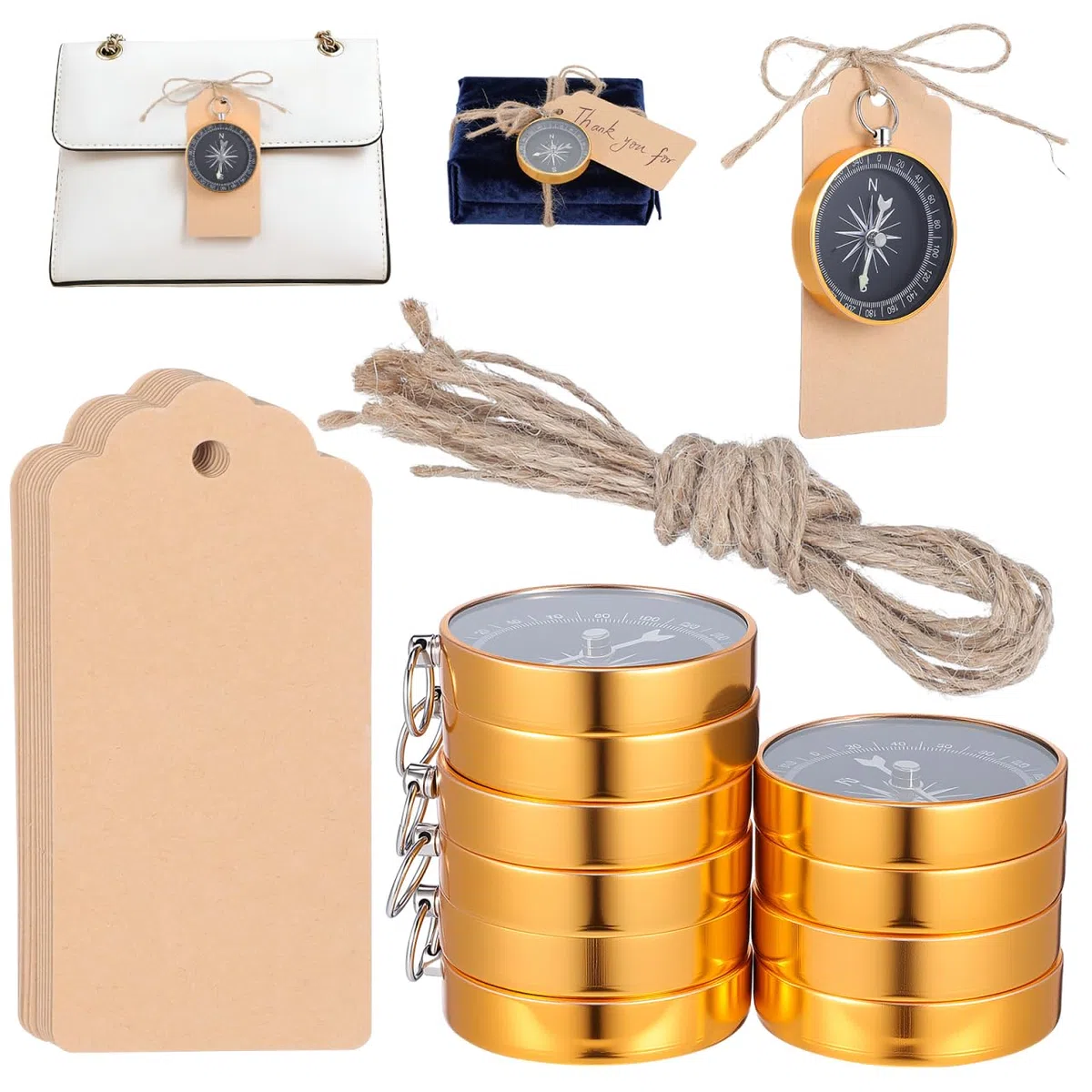 Toyvian Mini Kompass Schlüsselanhänger, 10er Set Leichte Aluminium Anhänger für Outdoor Reise Wandern Kreative Gastgeschenke für Hochzeit Geburtstag Party Mitgebsel