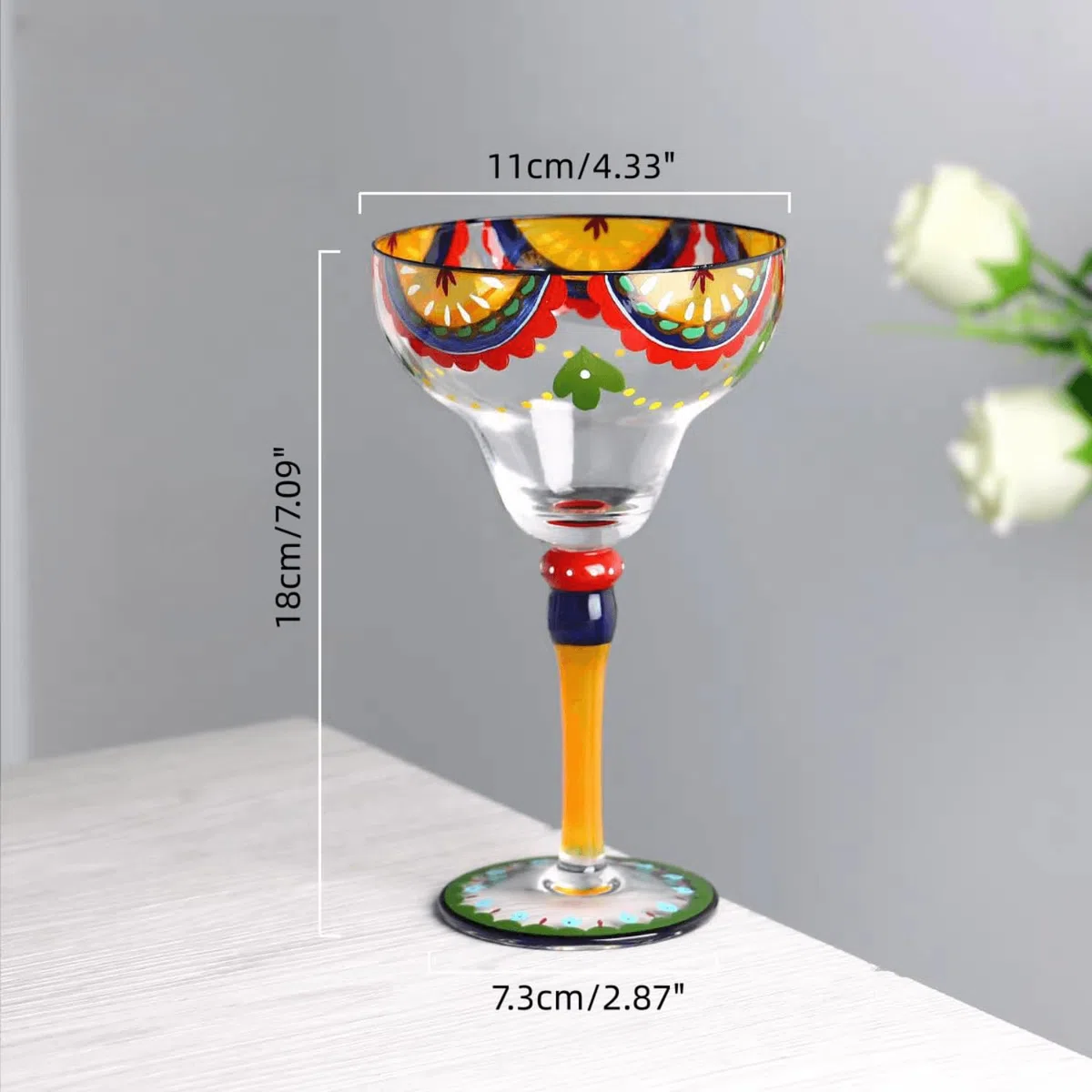 Supercap - Margarita-Gläser, mundgeblasene Gläser für Cocktails, klassische Bargläser, perfekt für Zuhause, Restaurants und Partys, 1 Stück (fruit)