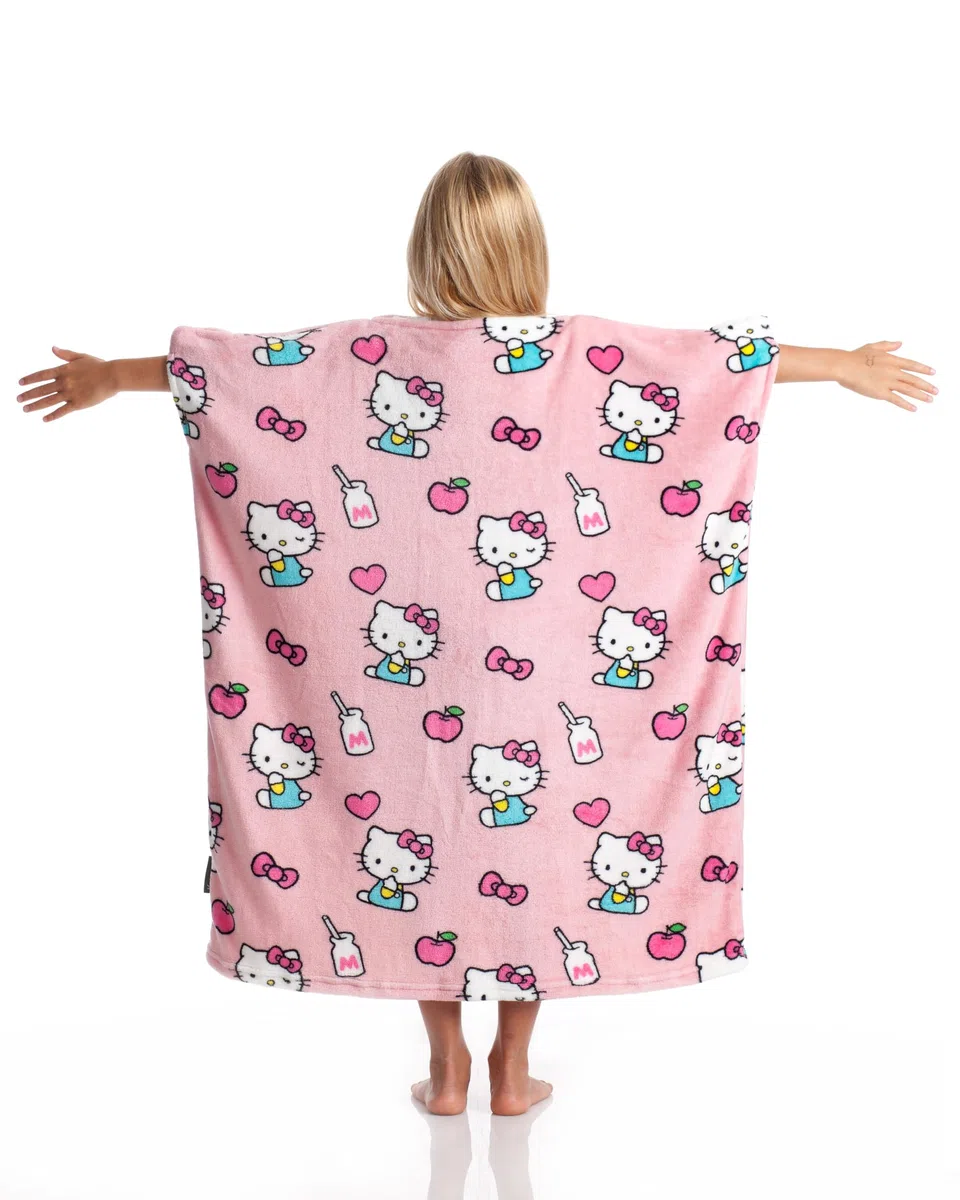 Kanguru Hoodie Kids, tragbare Decke mit Löchern für Hände und Arme, Blanket Hoodie, Geschenkidee für Kinder, 80x90cm Pink, Oversize