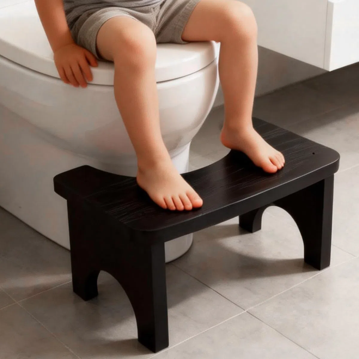 Ergonomischer WC-Hocker mit Natürlichem Design: 37 x 20 x 17 cm Stabiler Bambus Toilettenhocker für Erwachsene, Gesunder und Tragbarer Klohocker, rutschfeste Sitzhaltungshilfe bei Verstopfung