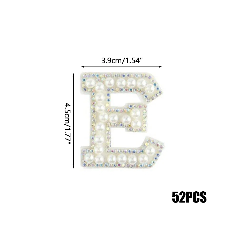 Perlen Buchstaben Aufkleber, 52 Stück Selbstklebende Strass Alphabet Aufnäher mit AZ-Glitzer, Buchstaben Sticker für DIY-Projekte An Kleidung, Taschen, Rucksäcken, Jeans und T-Shirts