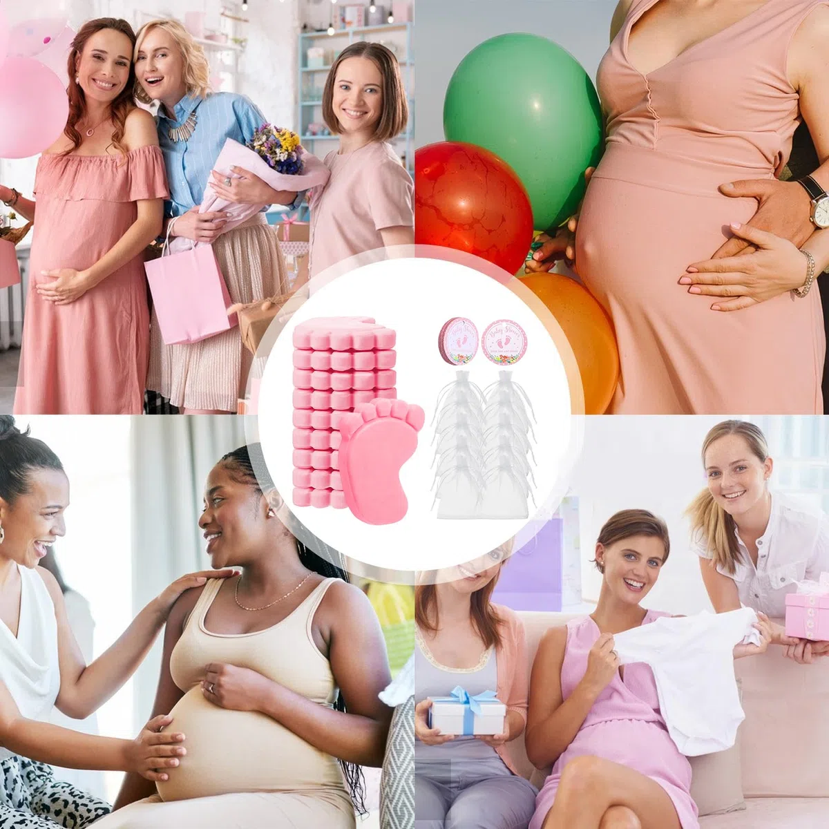 Handgefertigte Fußabdruck-Seife für Gäste, Souvenir, Geschenk, Baby-Party, Partyseife für Geburtstag, Hochzeit, Familienveranstaltung, Andenken (Mädchen), 10 Sets