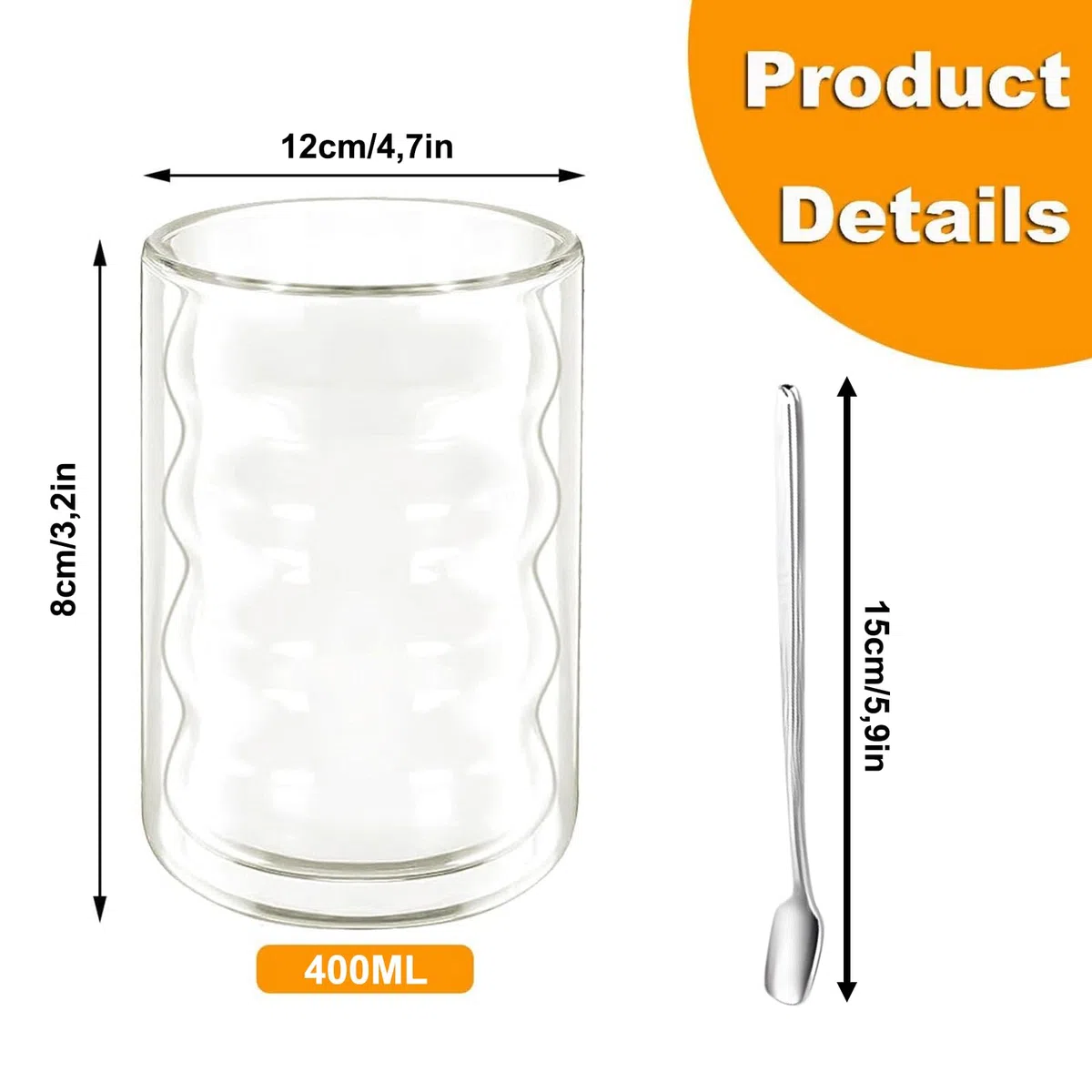 Latte Macchiato Bubble Gläser Set, 2 x 400ml Doppelwandige Bubble Kaffeegläser mit 2 Löffeln, cappuccino Thermogläser für Latte Macchiato, Tee, Milch, Bier