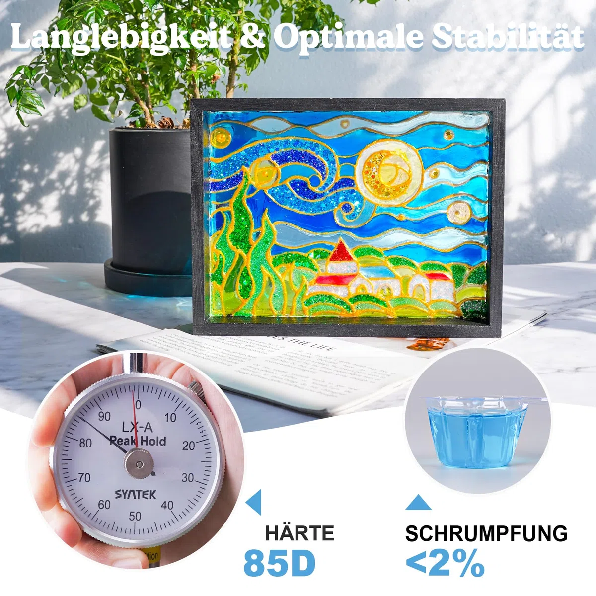 LET'S RESIN UV Resin Set Mit Lampe, Verbessertes 200g Kristallklares Kleber Set für Schmuck, Basteldekoration