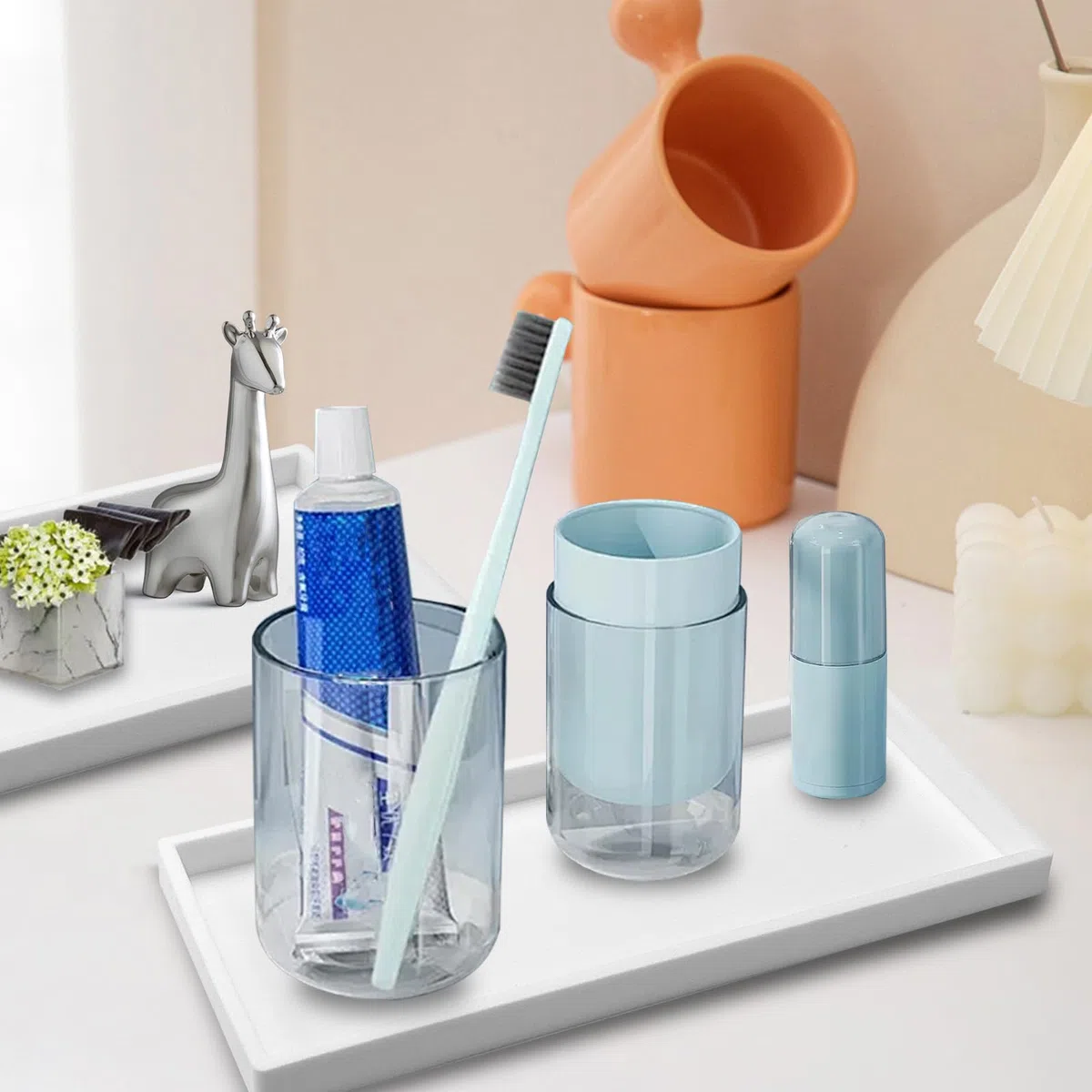 2 x Badezimmer-Waschtisch-Tablett, Arbeitsplatte, 30 cm, Silikon-Seifenspender-Tablett für Küchenspüle, Toilettentank-Tablett, Badezimmer-Thekenablage für Parfümkerzen, Weiß