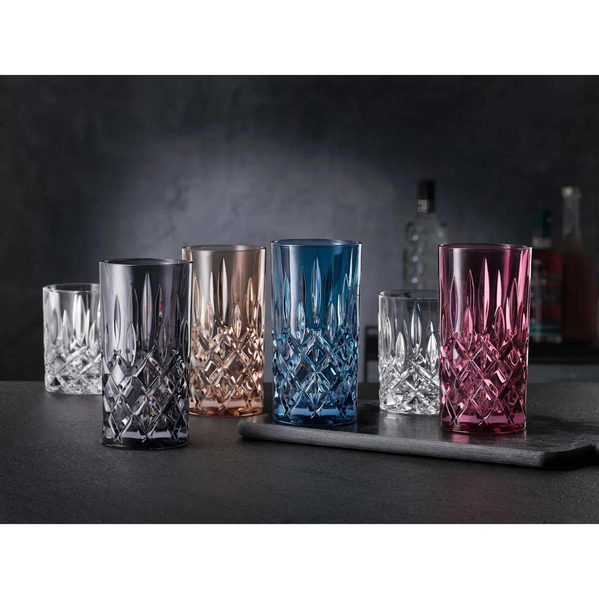Nachtmann Longdrinkgläser Set 395 ml, 2 Stück, Blau, Noblesse, 105441, Cocktailgläser aus Kristallglas, Trinkgläser spülmaschinenfest