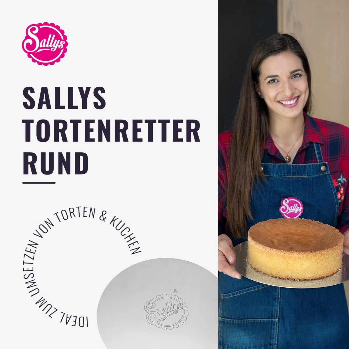 Sallys Tortenbodenheber Rund - 32 cm Durchmesser - Kuchenschaufel Ideal zum Umsetzen & Dekorieren - Platte aus Rostfreiem Edelstahl - Spülmaschinenfest