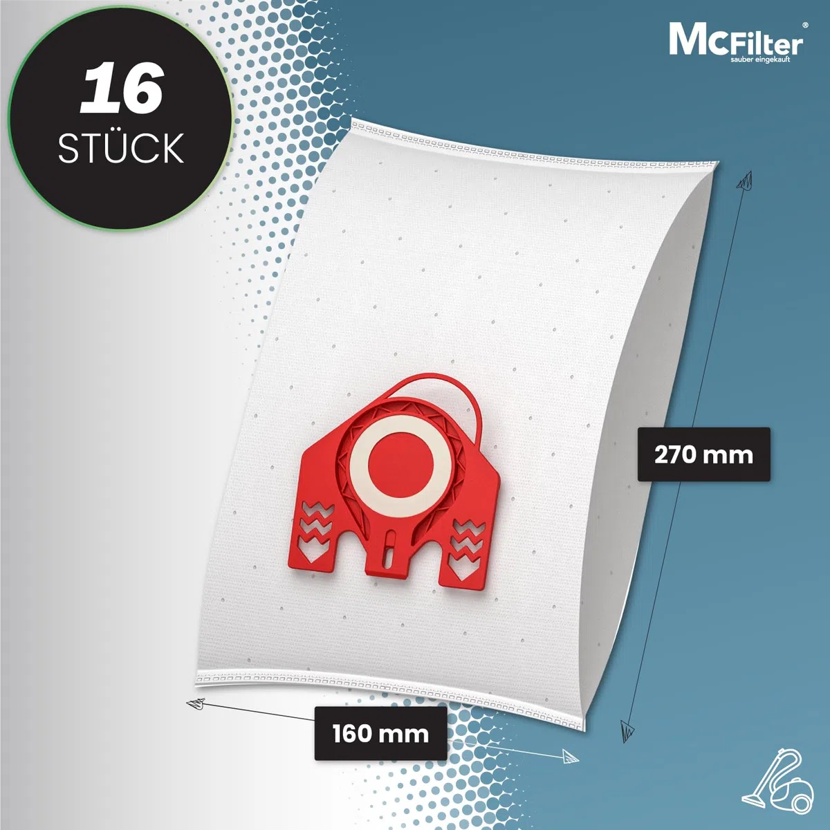 McFilter I 16 Staubsaugerbeutel kompatibel mit Miele Staubsauger FJM Serie S2 S3 S4 S5 S6 S7, Complete C1, Compact C1/C2 I Staubbeutel inkl. 8 Filter mit automatischem Staubverschluss I MAXI BOX