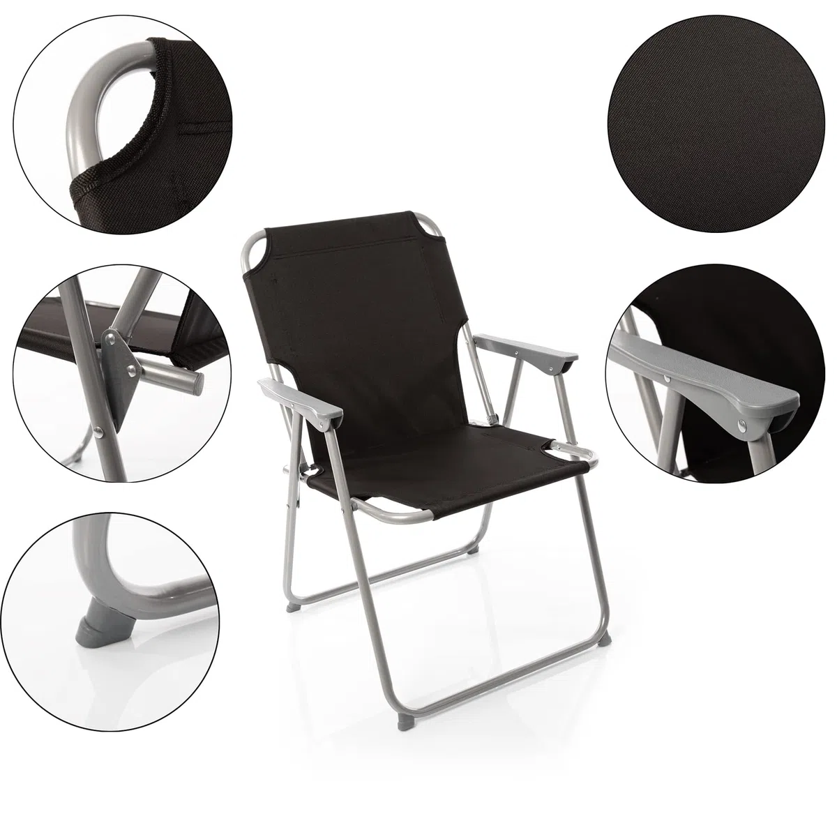 BigDean Klappstuhl Schwarz Campingstuhl Faltstuhl Angelstuhl robust klappbar bis 120kg