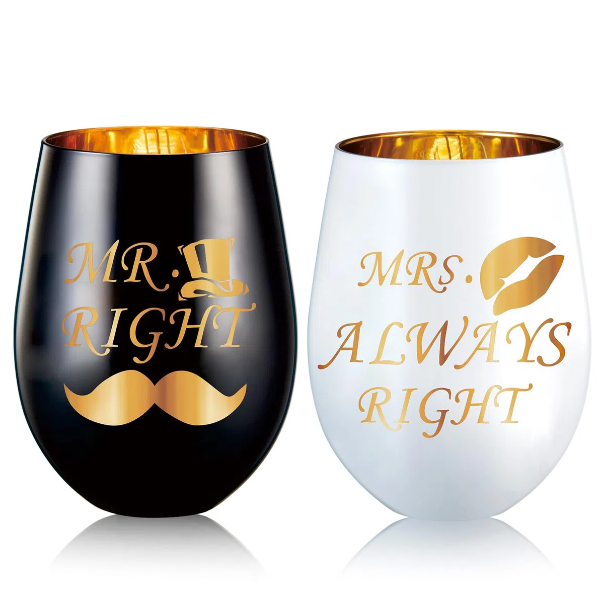 Mr Right Mrs Always Right Wine Glass, Hochzeitsgeschenke Für Brautpaar, Verlobungsgeschenk, Geschenk Hochzeit