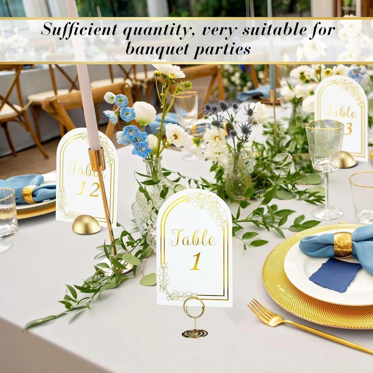 30 Stück Tischnummern Set 1-30, Goldene Tischkarten mit Metallhalter Elegante Tischnummern für Hochzeit, Party & Bankett | Transparent & Gold.
