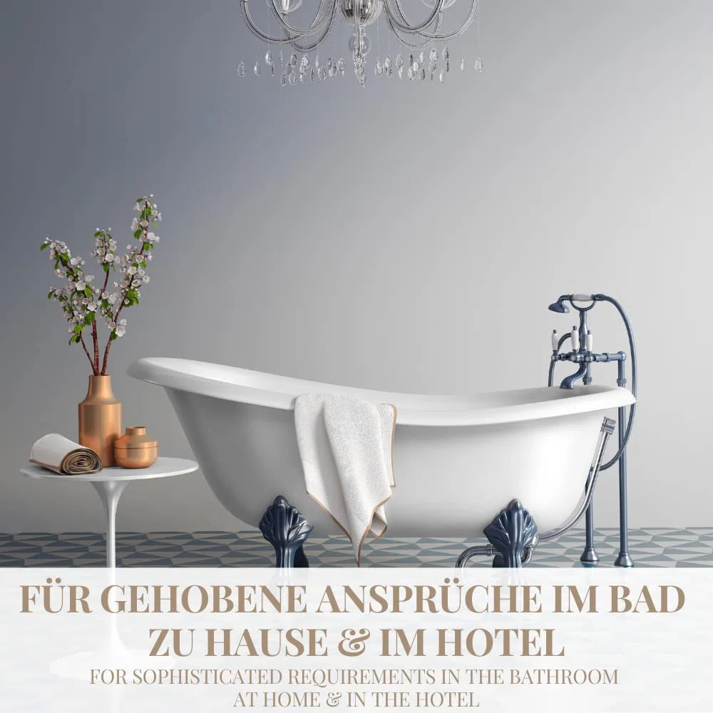 Carenesse Badvorleger 2er Set 50 x 70 cm weiß I Saugstarke Badematte aus Baumwolle: Premium Hotelqualität Öko-Tex 100 I Waffelmuster & Bordüre I Duschvorleger dick & fusselfrei