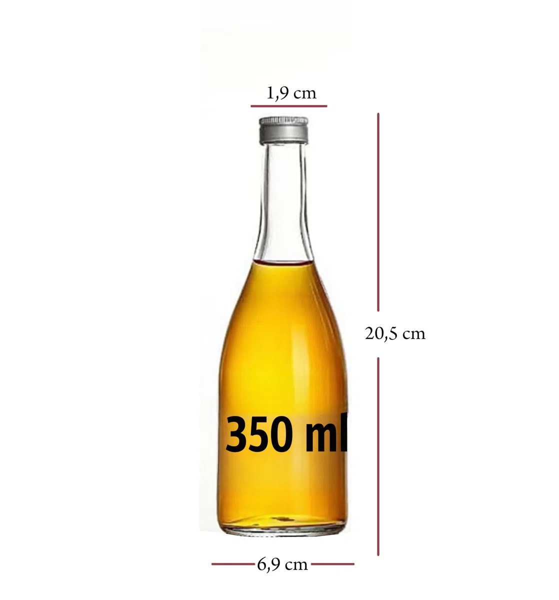 24 Stück 350ml BOR Leere Glasflaschen Kleine Likörflaschen Likörflaschen mit Schraubverschluss 0,35L (24 x 350 ml)