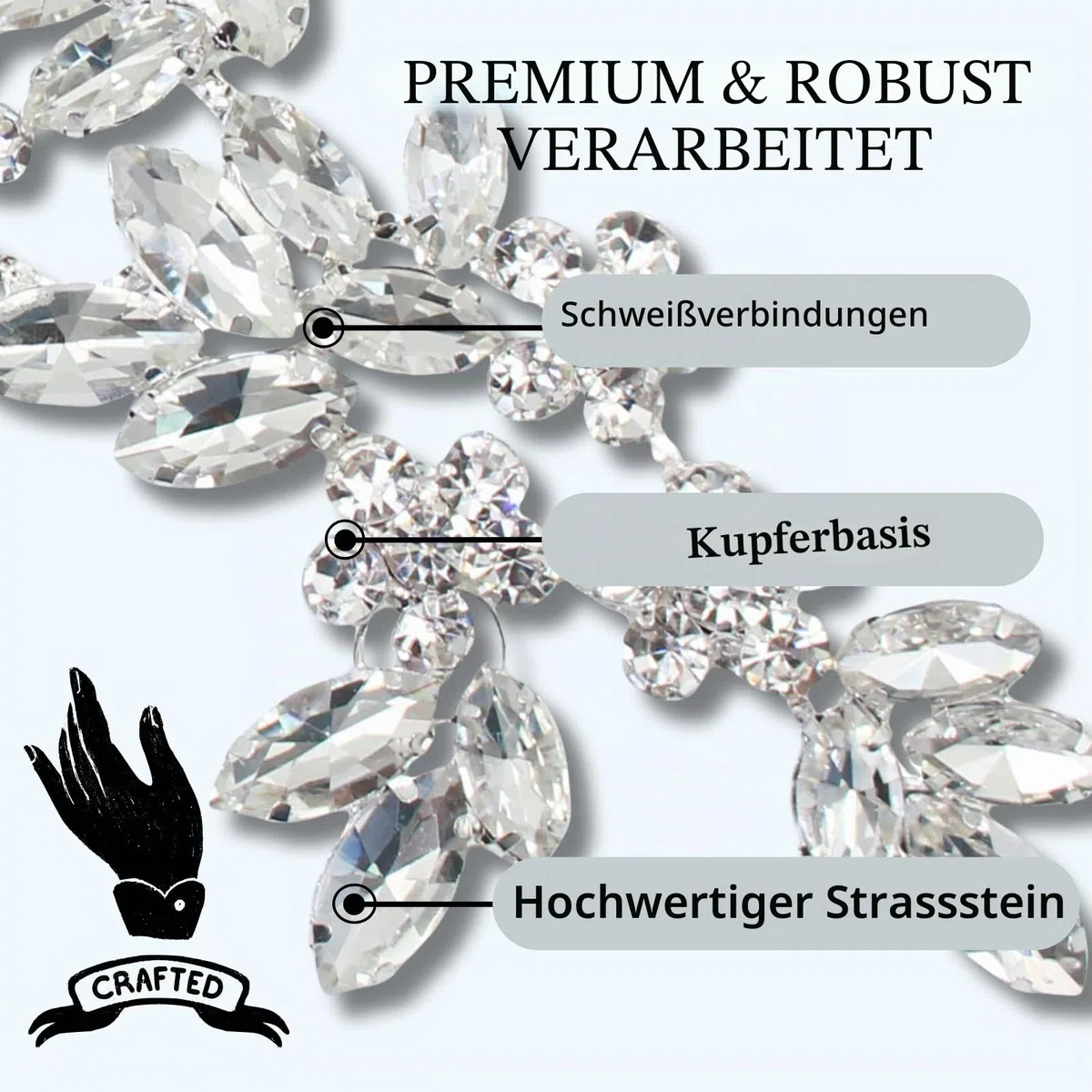 PEARLY JUN Handgefertigte Strass-Applikation Flower Glass Rhinestone Applique Näh-Applikationsaufnäher mit Kristallen Strass-Applikation für Brautkleid DIY-Taschen Dekoration für Kleider handnähte
