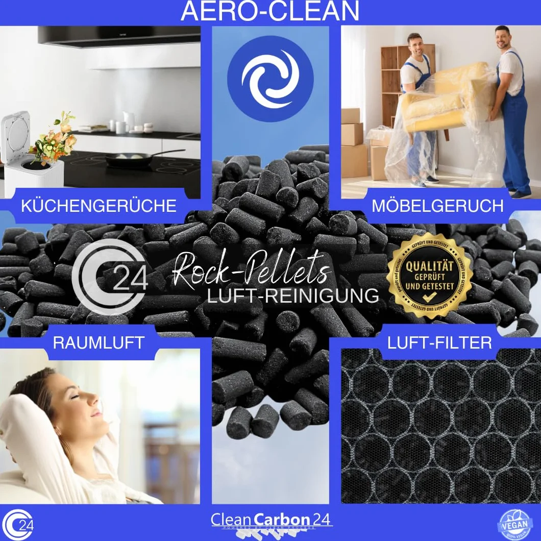 Klima-Aktivkohle Steinkohle-Pellets Ø4mm (1L | 0,5Kg) | Mehrfach entstaubt und für Luftfilter-Anwendungen optimiert