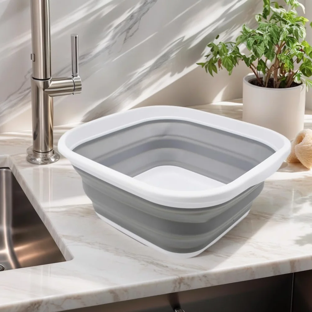 SAMMART zusammenklappbare Wanne (Weiß/Grau, 5.5L Wanne)