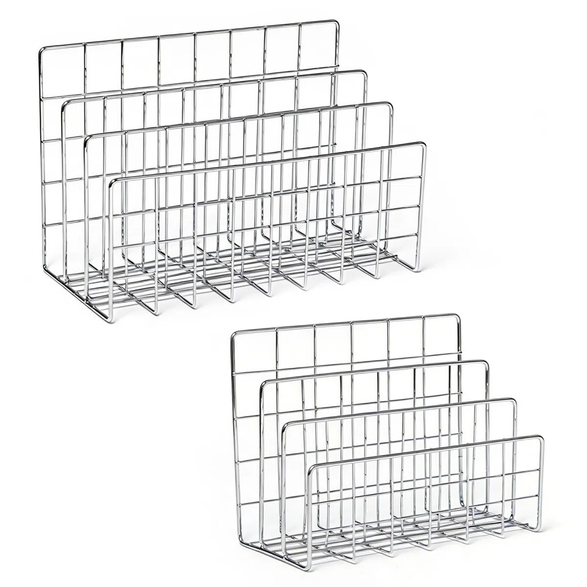 2 Stück Desktop Magazinhalter Silber Metall Schreibtisch Büro Zeitschriften Holder Silber Multi-fach Magazine Organizer Büro Zeitschriftenhalte etall Zeitschriftenhalter für Bücher,Akten,Brief