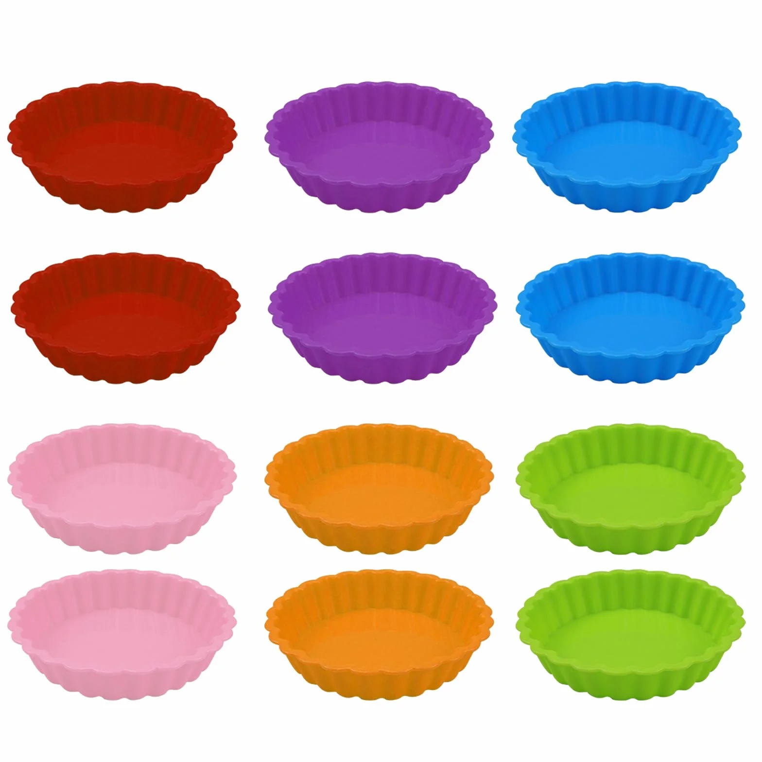 12-teilige Silikon-Kuchenform, 11 cm, antihaftbeschichtet, für Törtchen, Mini-Törtchen und Quiches