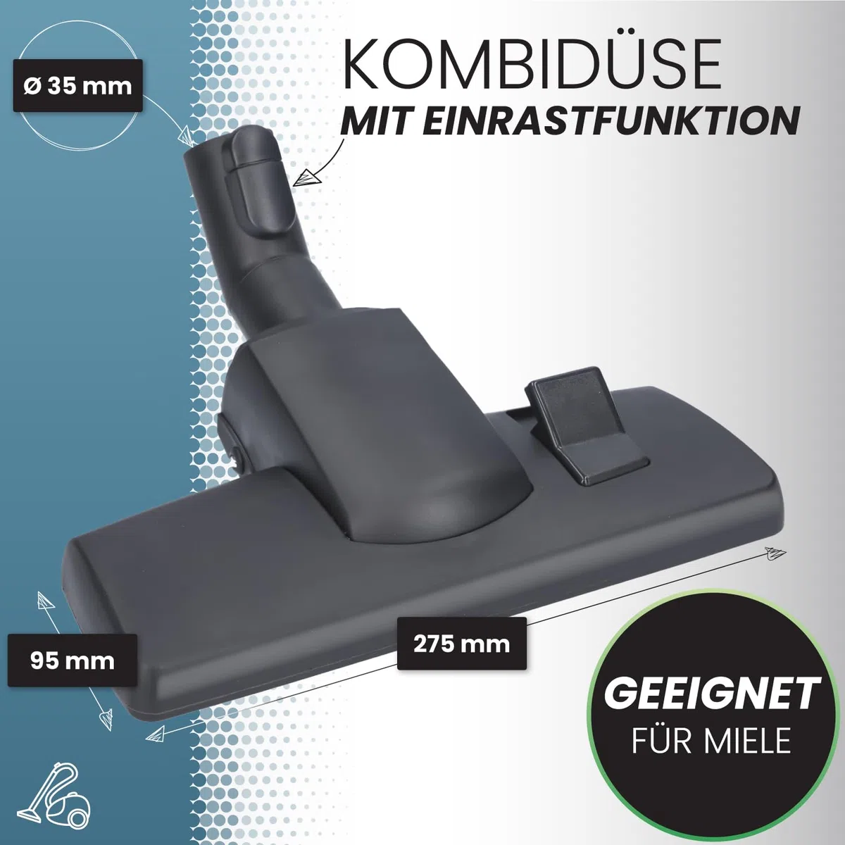 McFilter I Staubsaugerdüse Bodendüse für alle Miele Staubsauger, Complete, Compact, Classic, Swing, C1, C2, C3, S8000, S6000, S5000, S4000, S2000, S2, S3, S4, S5, S6 Serie
