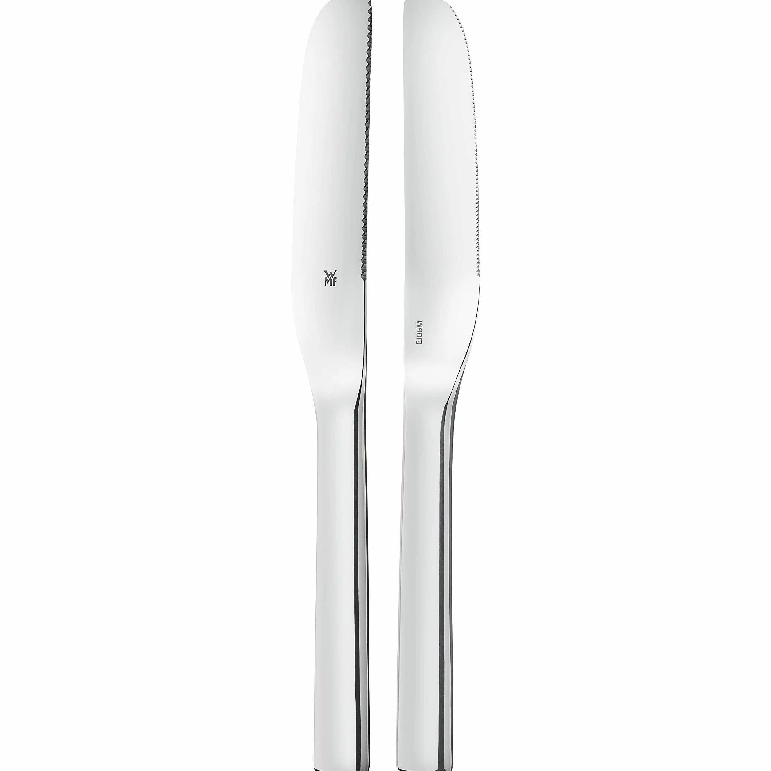 WMF Nuova Brunchmesser Set 2-TLG, Frühstücksmesser 19,5 cm, Brötchenmesser Wellenschliff, Brotzeitmesser, Cromargan Edelstahl poliert