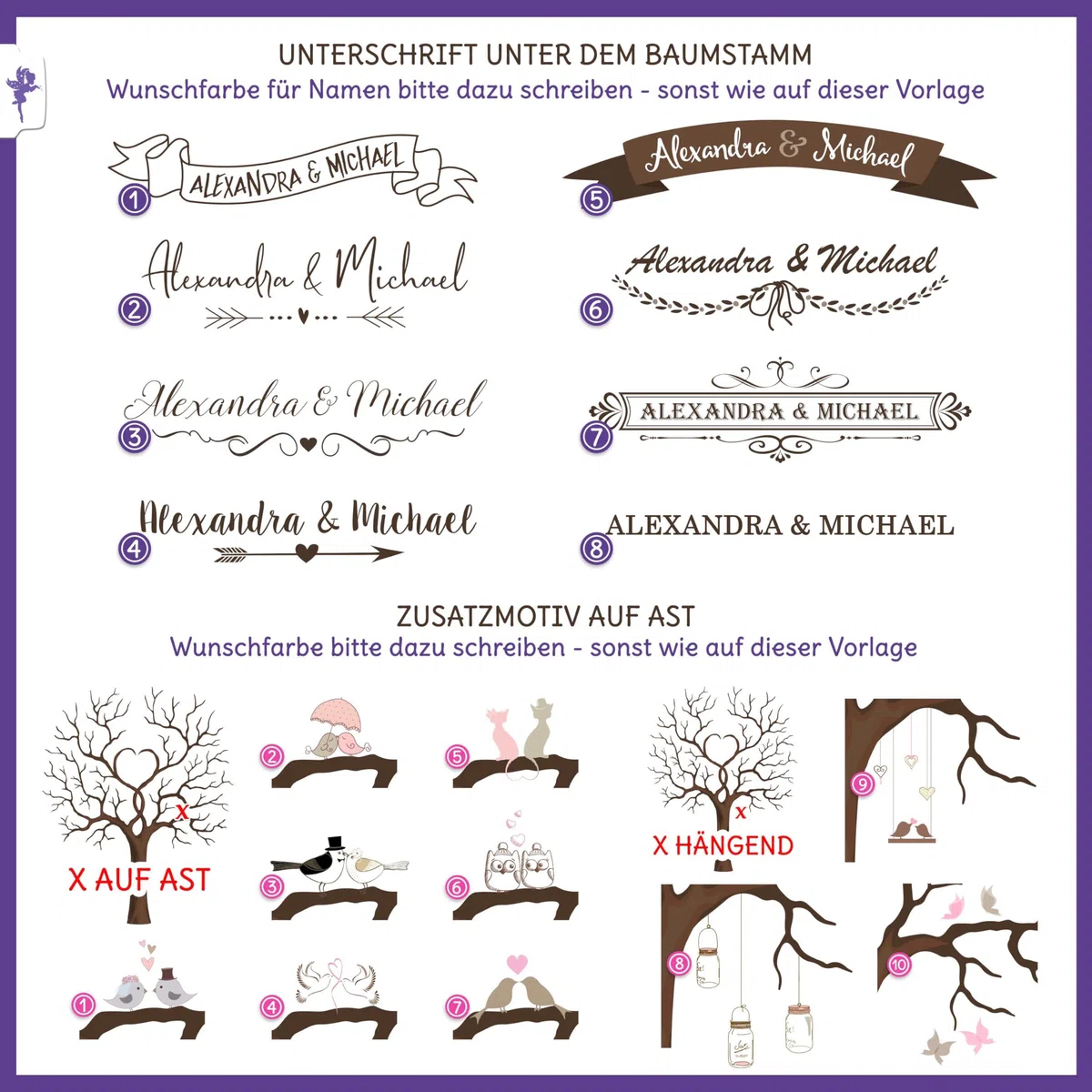 FEENSTAUB Hochzeitsbaum personalisiert, Gästebuch Alternative Hochzeit, Fingerabdruck Hochzeit, Weddingtree, Leinwand Gästebuch, Hochzeitsbaum Fingerabdruck, Baum auf Leinwand oder Papier