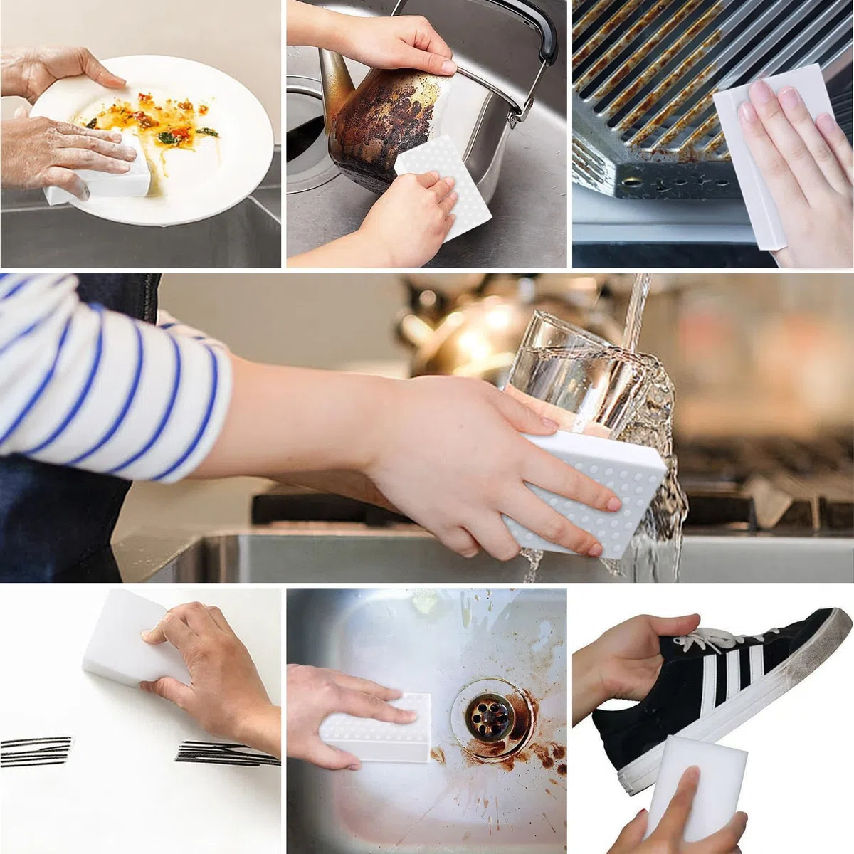 50 Stück Schmutzradierer Schwamm, (2X verdichtet) Weiß Extra Stark Melamin Zauberschwamm, Multifunktional & Kratzfrei Radierschwamm Putzschwamm für Haushalt, Küche, Bad, Schuhe & Wand