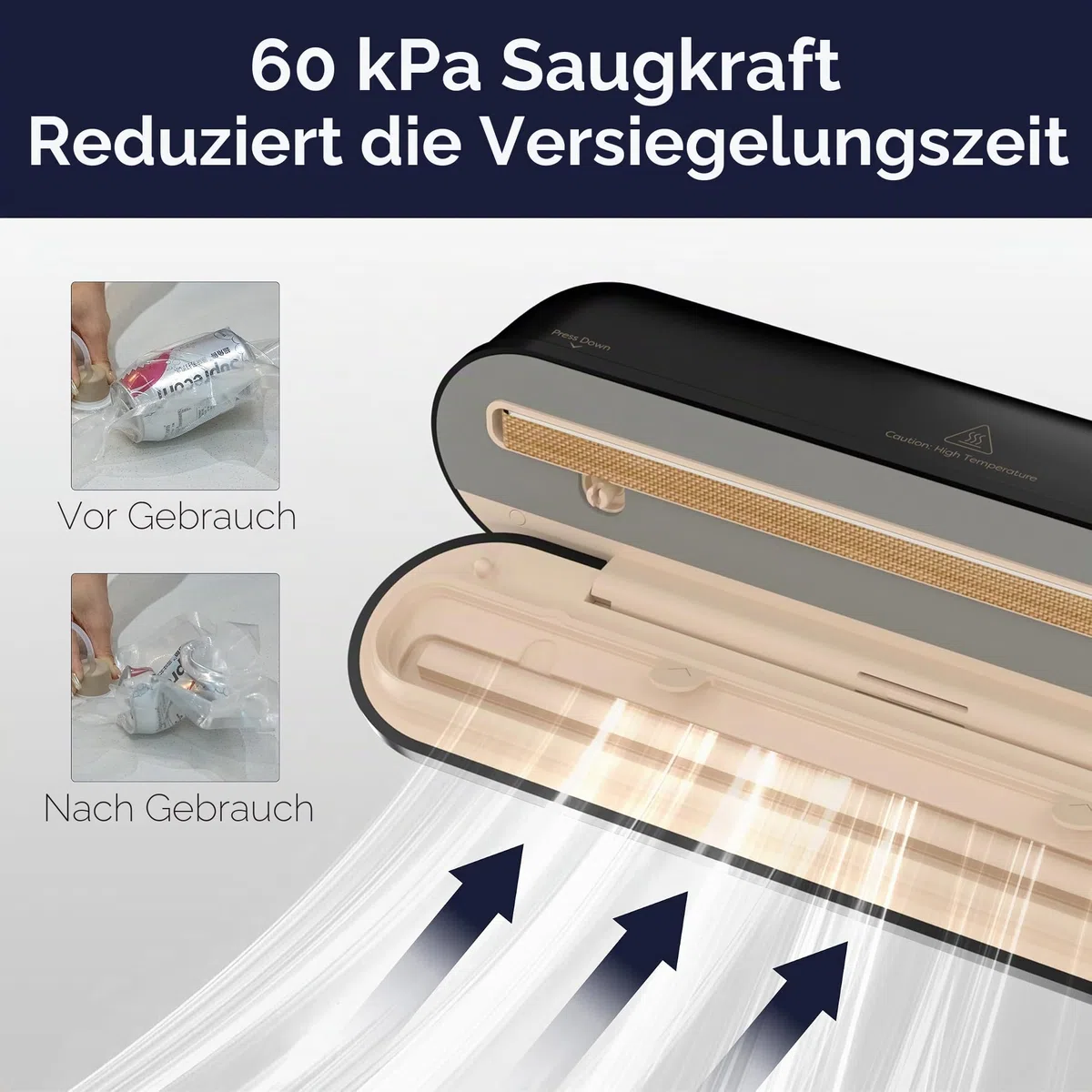Ciarra Mini Folienschweißgerät, Vakumierergerät für lebensmittel 3 Modi, Automatisches Mini Bag Sealer Versiegelungsmaschine für Trockene und Nasse Lebensmittel (Vakuumiergerät + 5 Stück Vakuumbeutel)