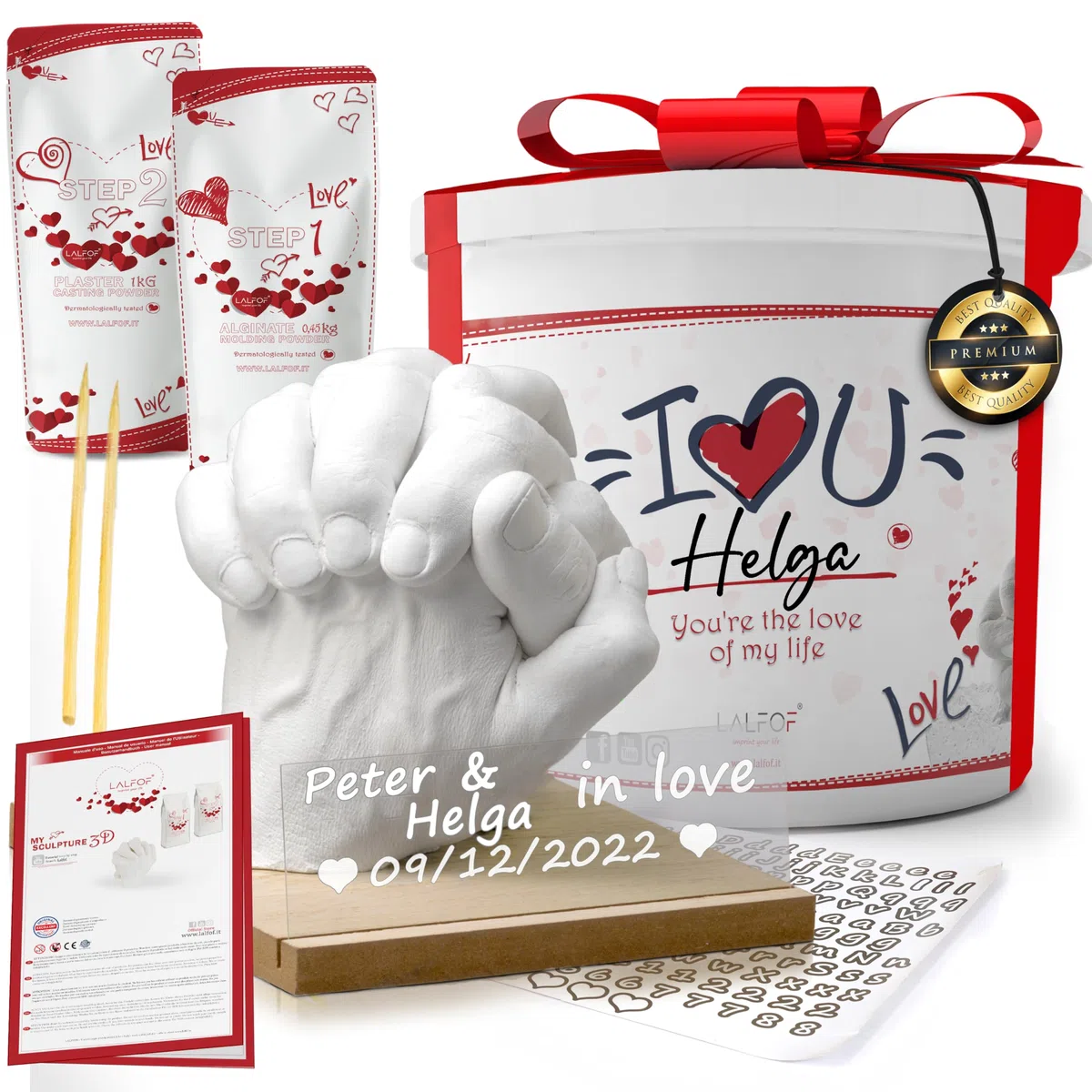 Lalfof - Handabdruck Set für Paare mit Namen- Jahrestag Geschenk für sie, Jahrestag Geschenk für ihn- Gips Handabdruck Set Paare - Hochzeitstag Geschenke für Frauen/männer, Paar Geschenke