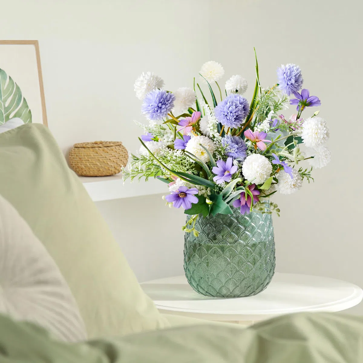 YMIFEEY Kunstblumen wie Echt Künstliche Blumen Frühling Wildblume Blumenstrauß Künstlich Seidenblumen Fake Blumen Pflanzen Zweige Deko Artificial Flowers für Zimmer Tisch Draußen, Als Geschenk (Lila)