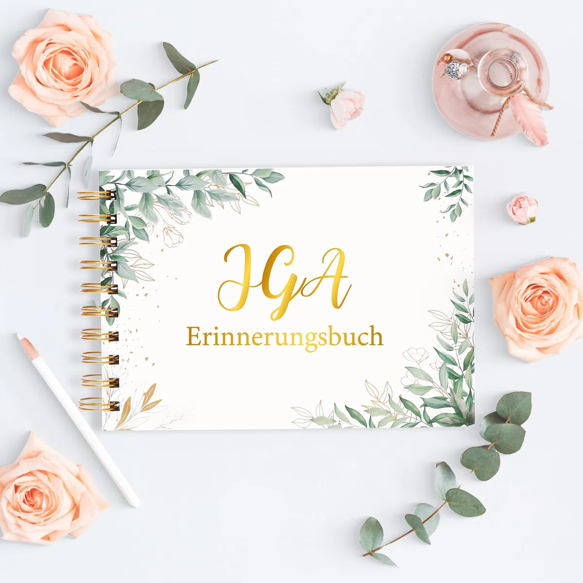 JGA Erinnerungsbuch Junggesellinnenabschied Gästebuch Frauen Eukalyptus Erinnerungsalbum JGA Geschenk für Braut Junggesellinnenabschied Brautparty Polterabend (60 Seiten)