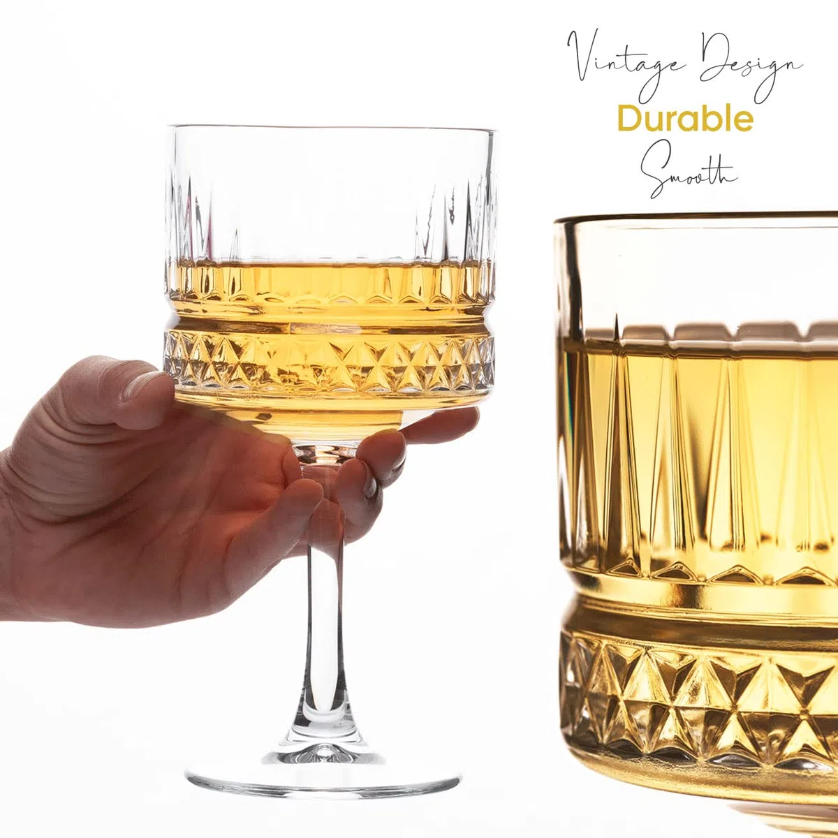 Vintage Coupe Gläser 2er Set, (500 ml/17oz), Champagner, Martini, Cocktailgläser, Aperol Spritz Gläser, Große Quadratische Weingläser, Riesige Rotweingläser, Kristallweingläser, Glas Dessertschalen