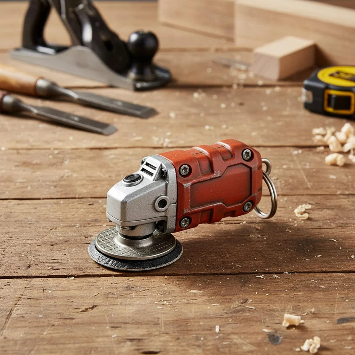 Mini-Multifunktions-Werkzeug-Schlüsselanhänger im Grinder-Design, kreative Grinder-Form Handtaschenanhänger, leichter 2-in-1 Schleifspielzeug-Schlüsselring, perfekt for Technikliebhaber-Orange*2