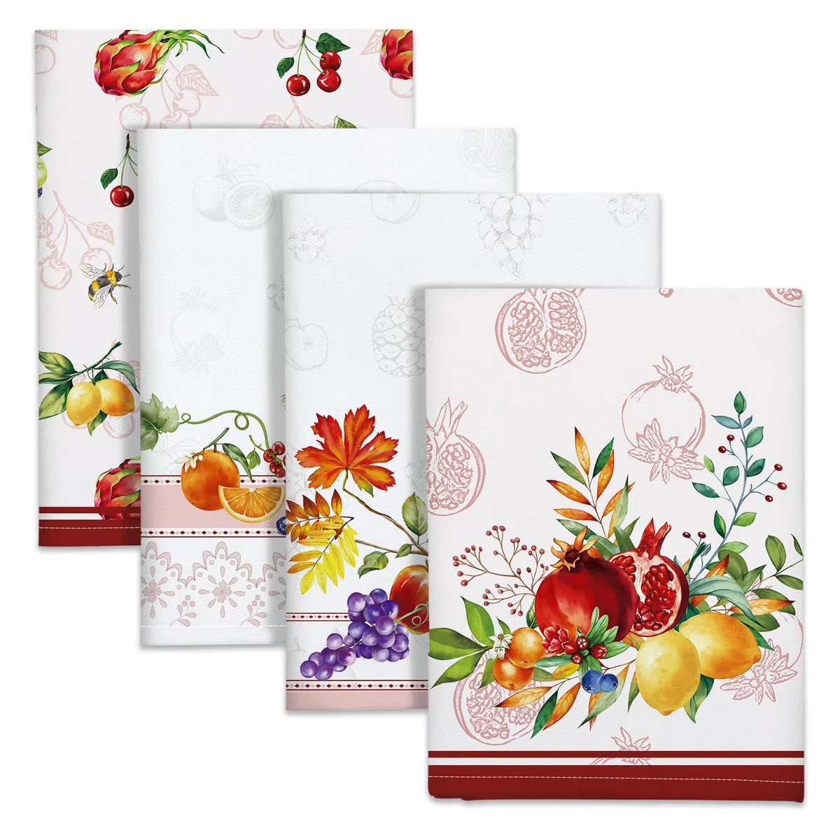 Küchentücher Baumwolle 4 Stück, Geschirrtücher 100% Baumwolle Obst Küchenhandtuch Set Multi-Purpose Hochwertige Küche Trockentuch Bar Handtücher 48 x 70CM