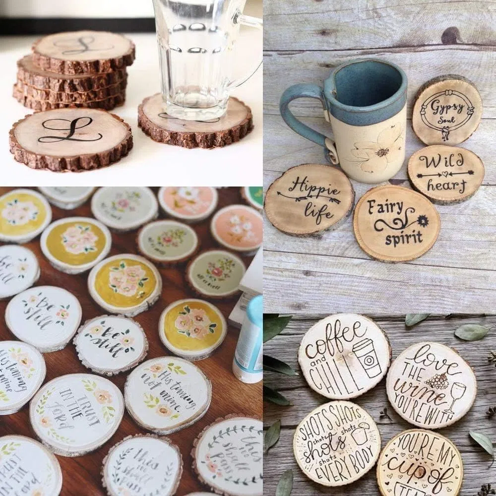Holzscheiben 20 Stücke Holz Log Scheiben 9-10cm Unvollendete Holzkreise Ungebohrte Holzkreise ohne Loch für DIY Handwerk Holz-Scheiben Hochzeit Mittelstücke Weihnachten Dekoration Baumscheibe
