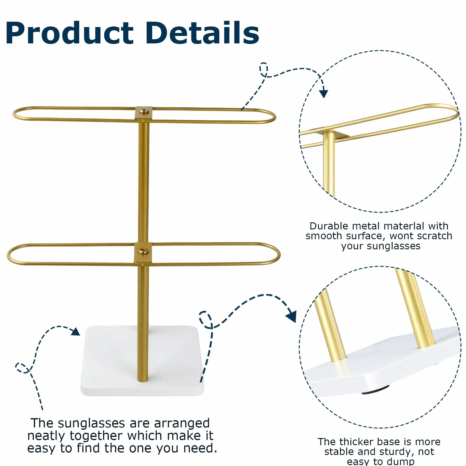 Sonnenbrillenhalter, Doppelstöckiger Brillenständer für 20 Brillen, Sonnenbrillen Display, Brillen Organizer für Tisch, Kommode, Schreibtisch, Arbeitsplatte, Schlafzimmer