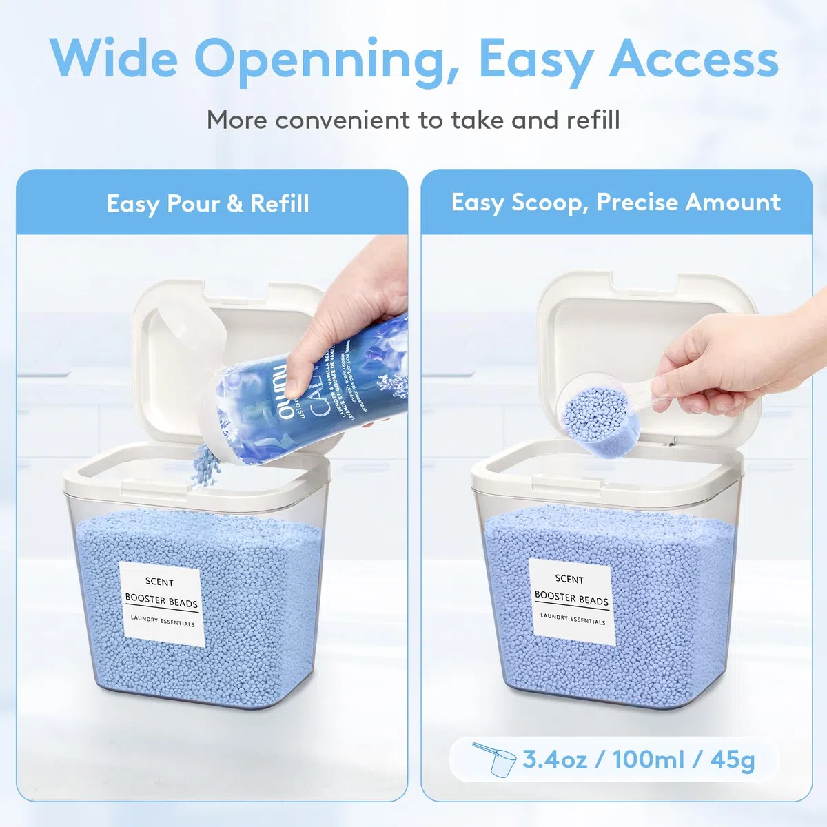 Lifewit 2700 ml/0.72gal Wäsche Pods Behälter mit Druckverschluss, Waschpulver Aufbewahrungsbox mit Etikette und Löffel, Waschmittelbox, Waschmittel Aufbewahrung für Pulver Perle Duft Booster, 2 Stück