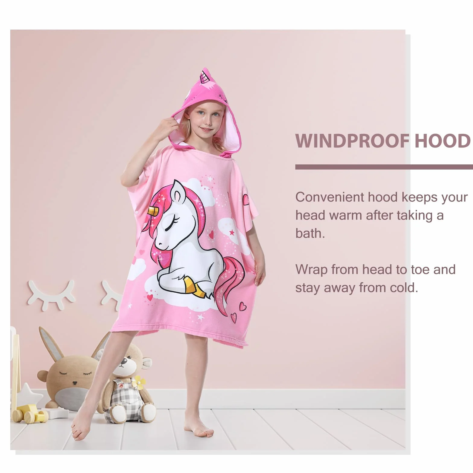 MOKANI Badeponcho Kinder Poncho Handtuch, Mikrofaser Ultra Weich und Saugfähig Badetuch Strandponcho Kind Badehandtuch für Strand Schwimmbad Mädchen Jungen 6-14 Jahre Alt