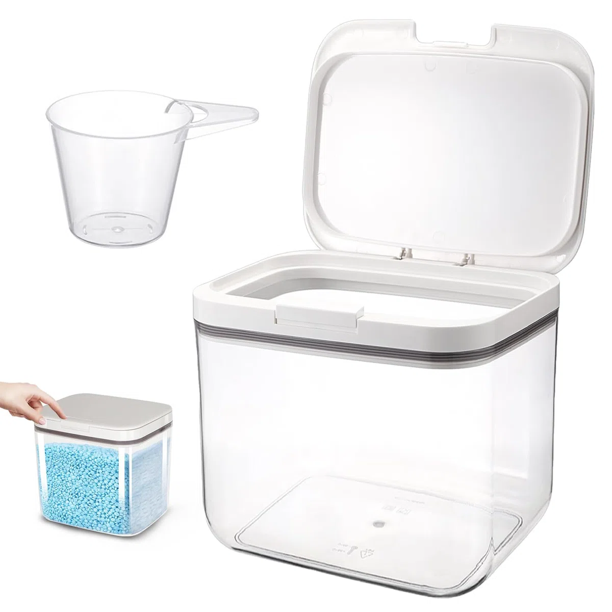 Waschmittel Aufbewahrung, 4,5L Waschmittelbehälter, Waschpulver Aufbewahrungsbox, Waschpulverbehälter mit Luftdichtem Deckel, Aufbewahrungsbox Schnappverschlüsse, für Zuhause, Büro