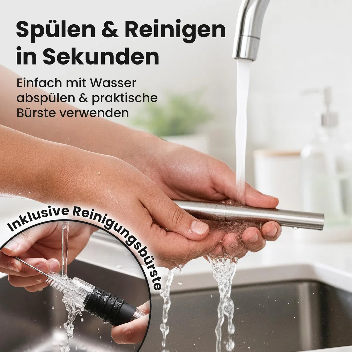 Beyond Weinkühlstab 6-teiliges Geschenk Set aus Edelstahl mit Ausgießer - Ideales Weinzubehör für Weinliebhaber I Weinkühler Set für Weißwein & Rotwein - Stab mit Dekanter - Zubehör für Weintrinker