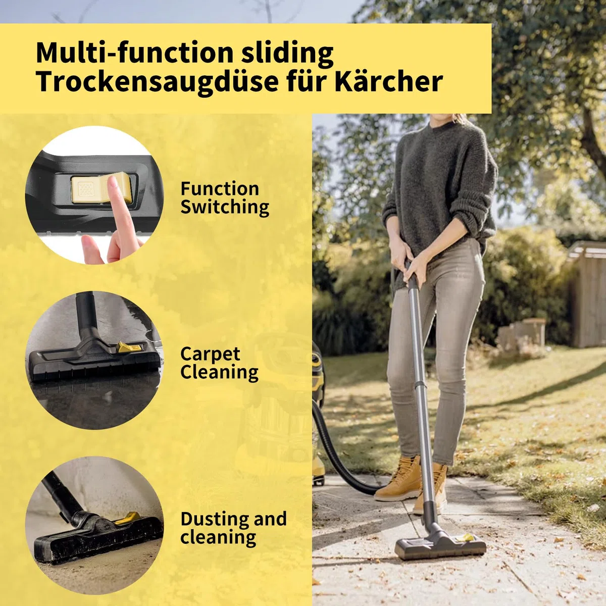 Bodendüse für Kärcher WD3, WD4, WD5, WD6, Trockensaugdüse Ersatz Staubsauger Bodendüse Zubehör