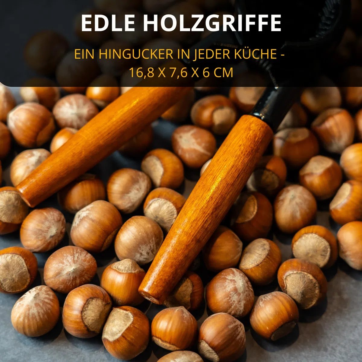 Thiru Nussknacker mit edlem Holzgriff 16cm - 100 Tage risikofrei testen - Walnussknacker für Hasel-, Paranüsse - ohne Kernzerquetschung - inkl. E-Book mit Rezepten - Leichte Kraftübertragung