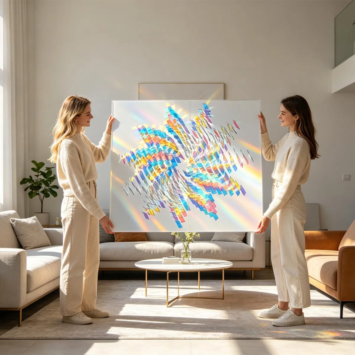 Acrylplatte – 100 Stück, Regenbogen-Acrylplatte, doppelseitige Bretter | Schillerndes, strahlendes Blatt, Bastelmaterial für farbenfrohe dekorative Gemälde und Licht- und Schattenkunst