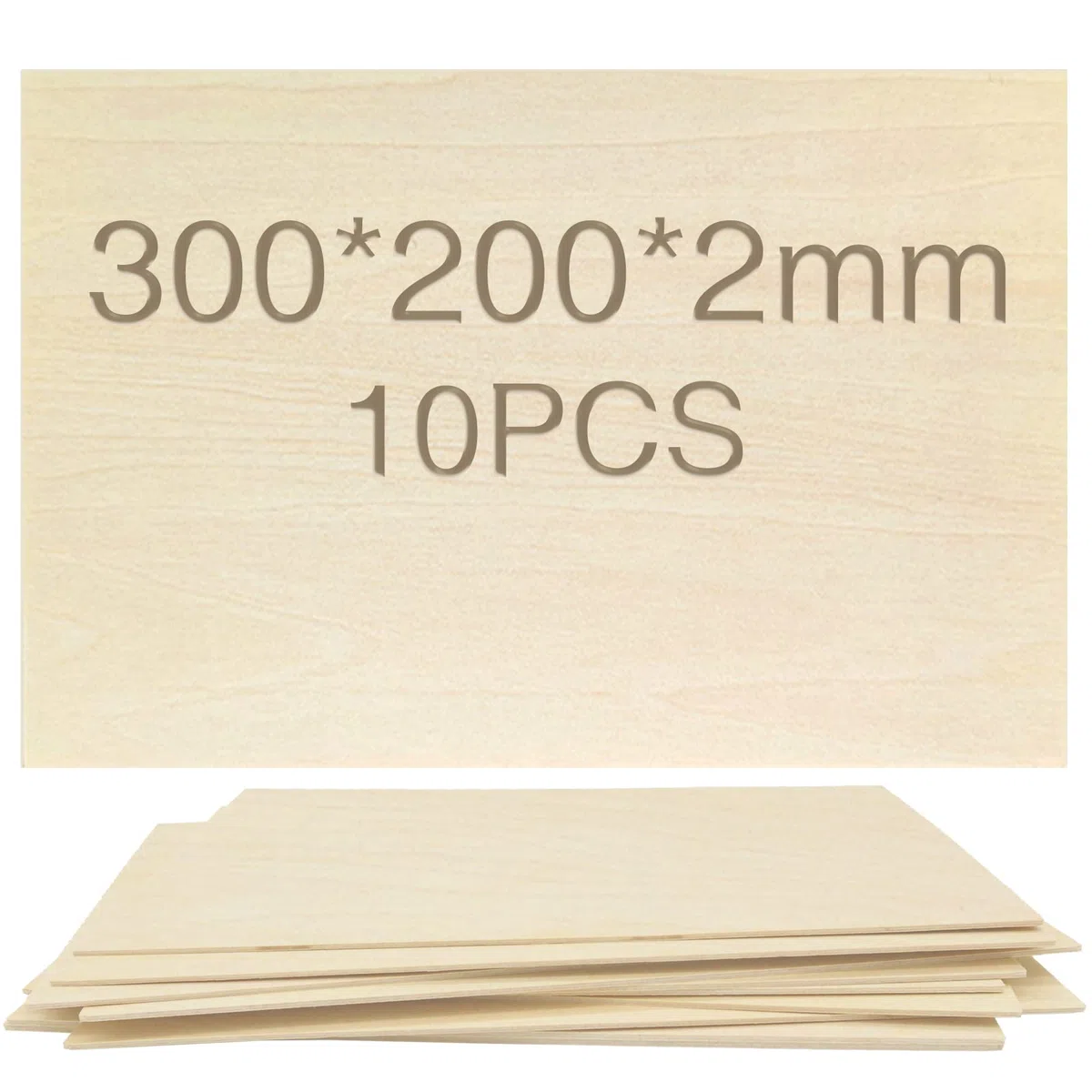 OWLKELA Lindenholz, 10 Stücke 300*200*2mm, Bastelholzplatten - Holzausschnitte zum Basteln, ideal für Laserprojekte, DIY Modell, Kunst und Handwerk, Gemälde